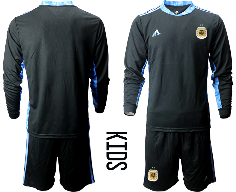Cheap Youth 2020-2021 Season National team Argentina goalkeeper Long sleeve black Soccer Jersey1
